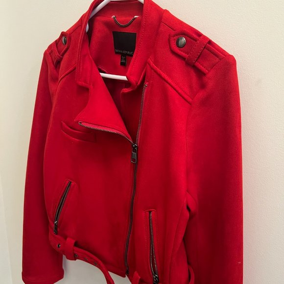 Banana Republic vegan suede red moto jacket - Picture 2 of 8